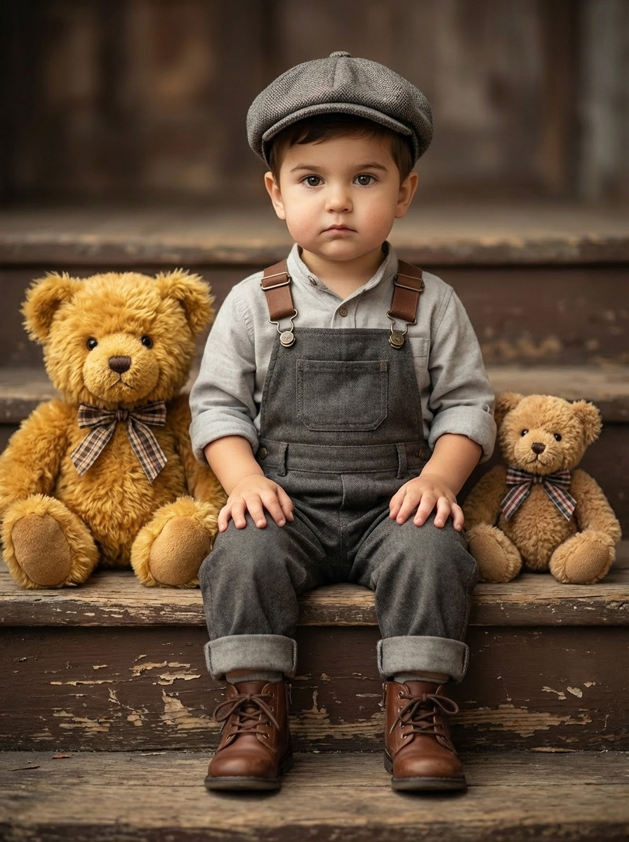 Винтажный портрет ребенка с мишками