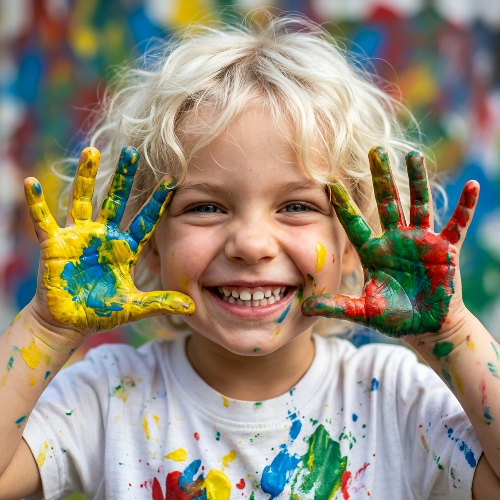 Маленький художник в красках