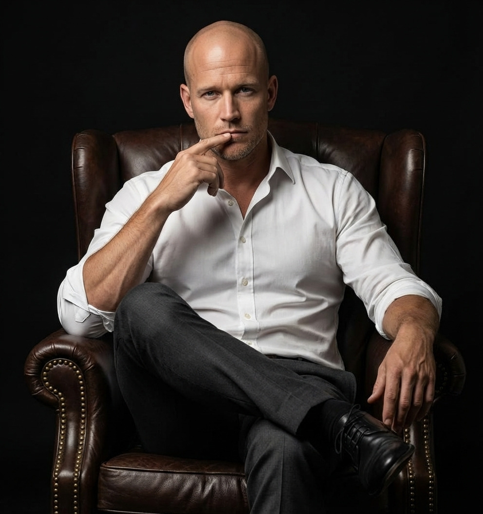 Мужчина в кожаном кресле