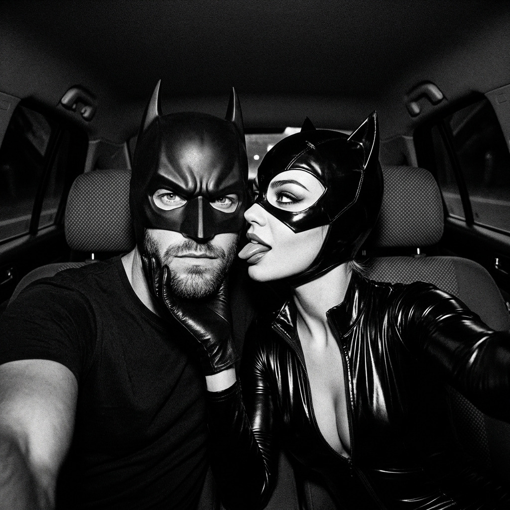Бэтмен и Женщина-кошка в машине