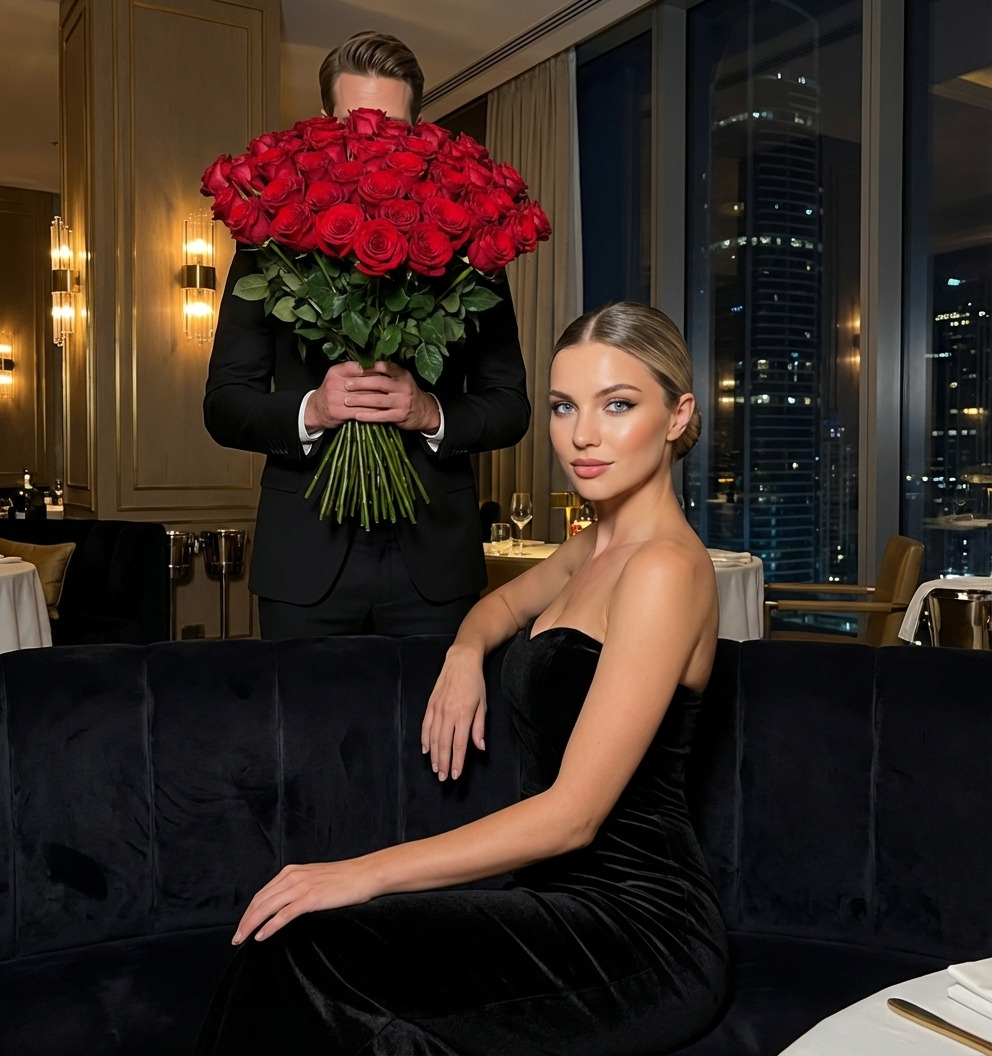 Романтический ужин и роскошные розы
