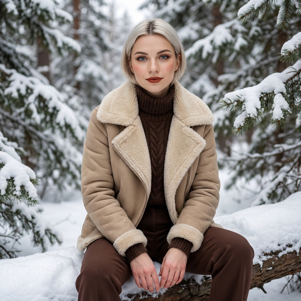 Зимний портрет в заснеженном лесу