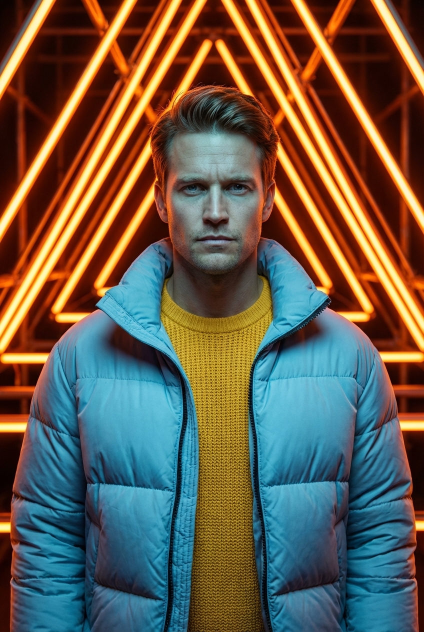 Стильный мужской портрет в неоне