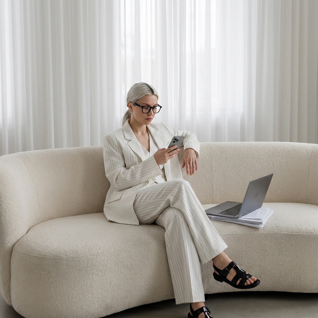 Белый деловой костюм