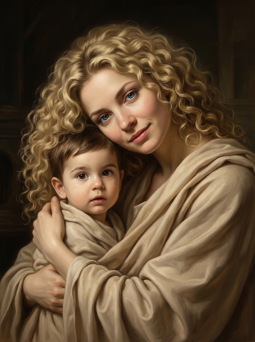 Материнство в стиле классической живописи