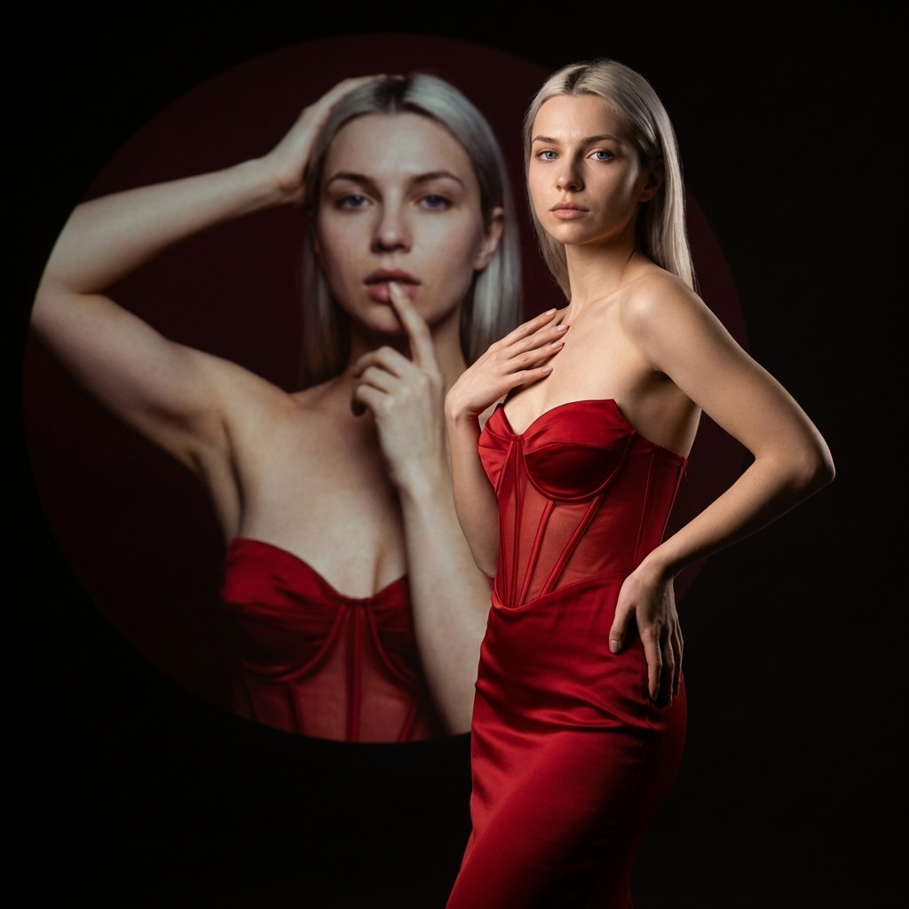 Портрет в красном платье