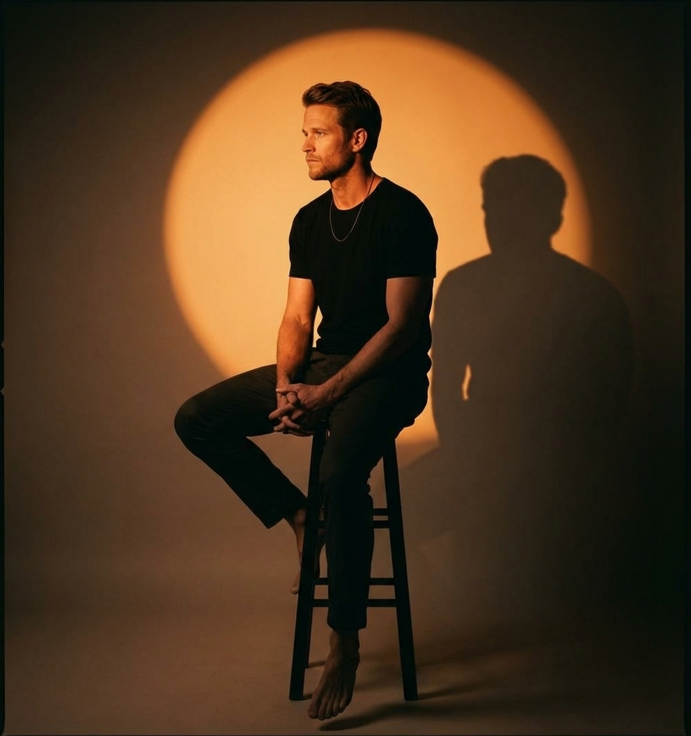 Мужской студийный портрет Силуэт заката