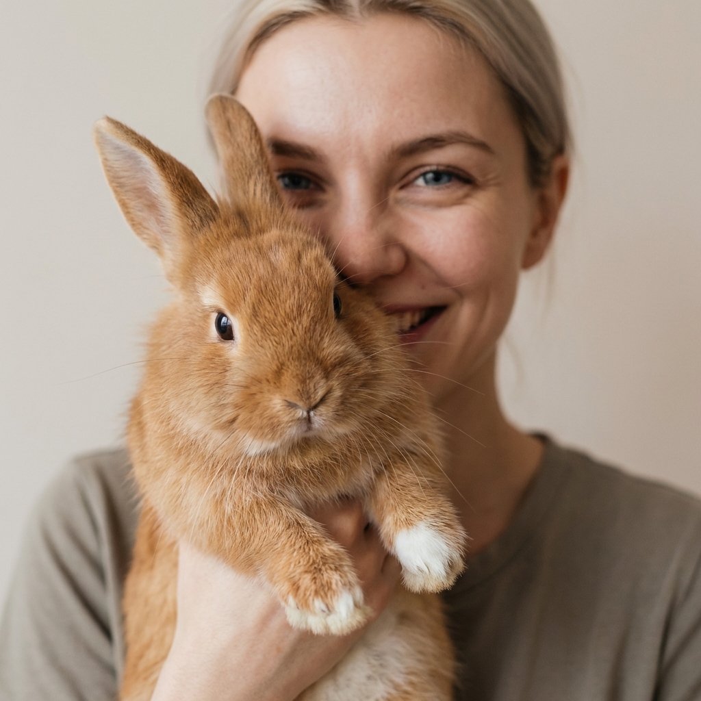 Девушка с пушистым кроликом