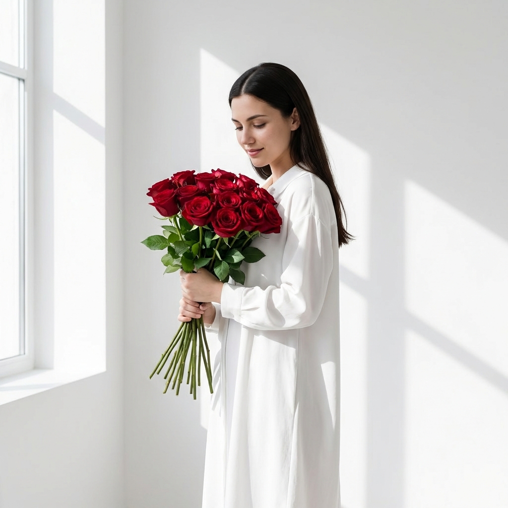 Работа в стиле Алые в свете окна