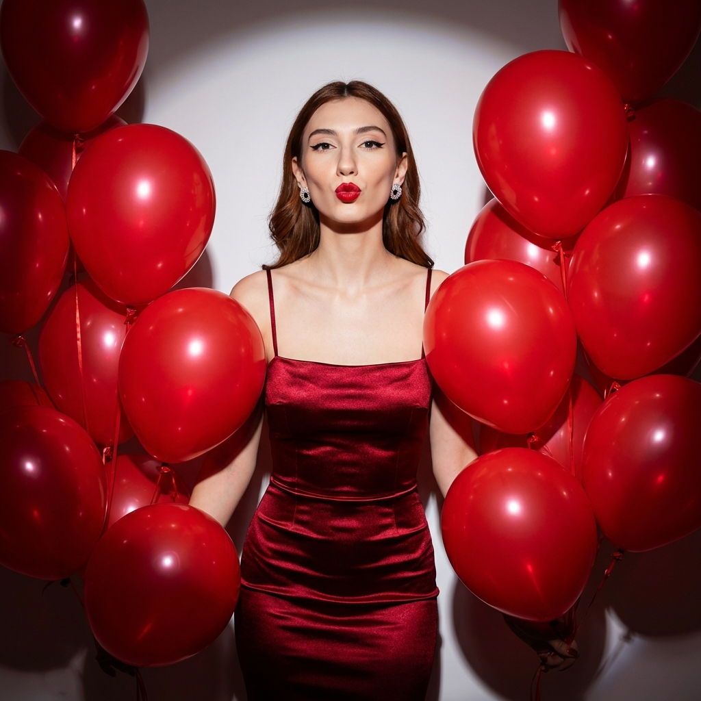 Работа в стиле Красный глянец и воздушные шары