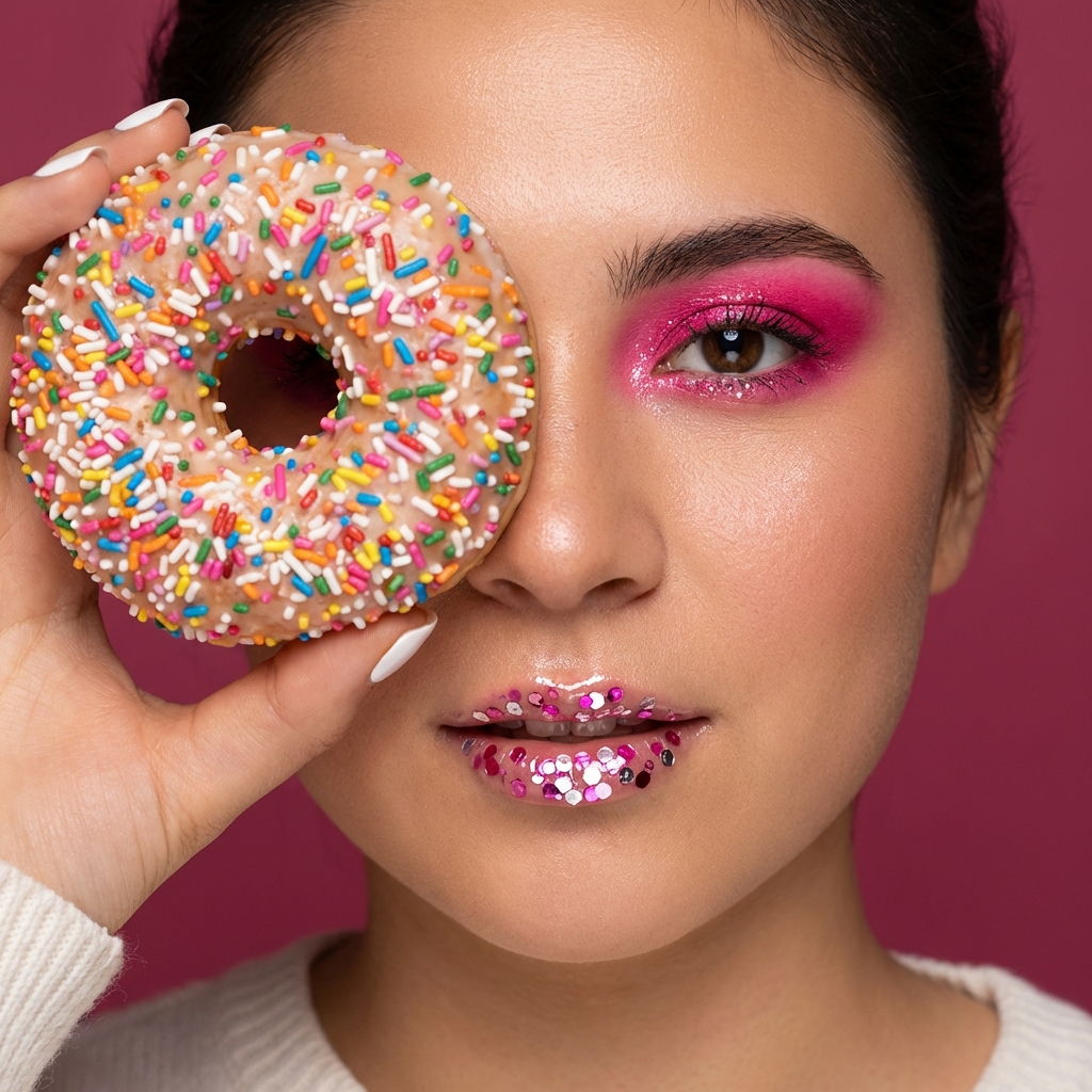 Работа в стиле Креативный бьюти портрет с пончиком